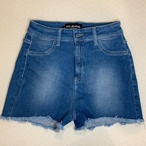 FitJeans High Waisted Denim Shorts Azure